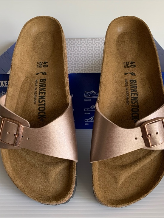 Birkenstock Shoes - Birkenstock Madrid Buckle Copper Rose Gold Womens Slide Sandals EU 40 Size 9 US